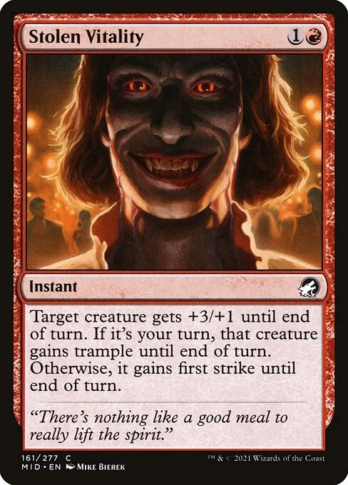 Stolen Vitality, carta Magic di tipo Instant illustrata da Mike Bierek
