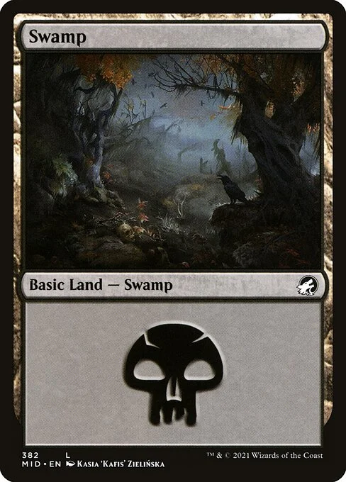 Swamp, carta Magic di tipo Basic Land — Swamp illustrata da Kasia 'Kafis' Zielińska