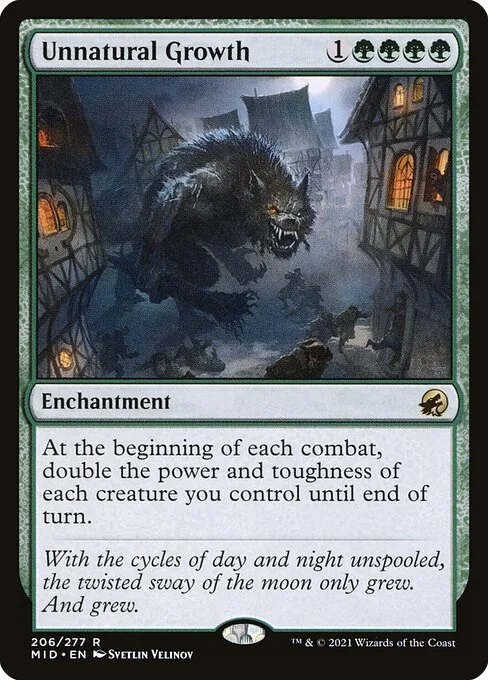 Unnatural Growth, carta Magic di tipo Enchantment illustrata da Svetlin Velinov
