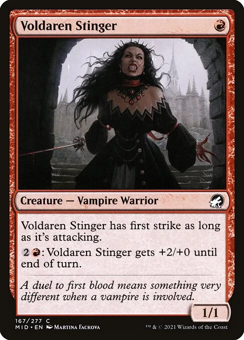 Voldaren Stinger, carta Magic di tipo Creature — Vampire Warrior illustrata da Martina Fačková
