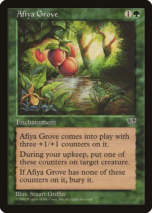 Afiya Grove, carta Magic di tipo Enchantment illustrata da Stuart Griffin