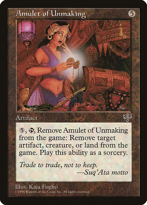 Amulet of Unmaking, carta Magic di tipo Artifact illustrata da Kaja Foglio