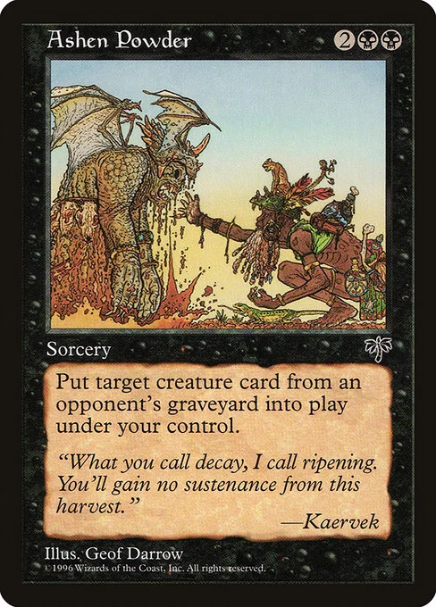 Ashen Powder, carta Magic di tipo Sorcery illustrata da Geofrey Darrow