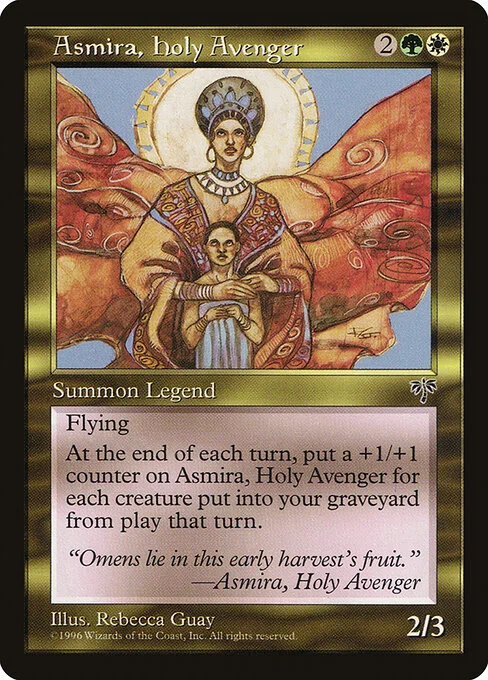Asmira, Holy Avenger, carta Magic di tipo Legendary Creature — Human Cleric illustrata da Rebecca Guay