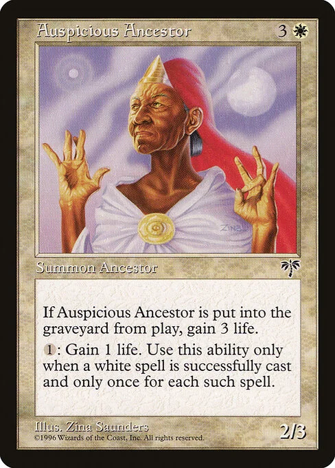 Auspicious Ancestor, carta Magic di tipo Creature — Human Cleric illustrata da Zina Saunders