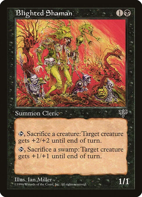 Blighted Shaman, carta Magic di tipo Creature — Human Cleric Shaman illustrata da Ian Miller