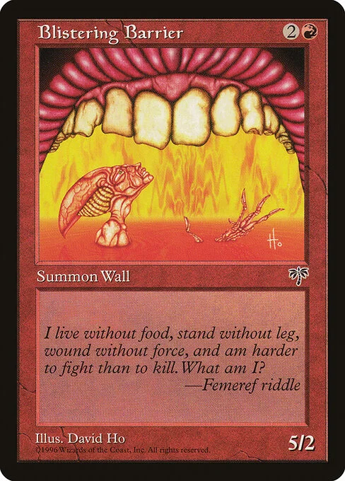 Blistering Barrier, carta Magic di tipo Creature — Wall illustrata da David Ho