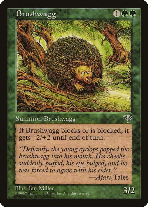 Brushwagg, carta Magic di tipo Creature — Brushwagg illustrata da Ian Miller