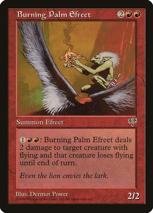 Burning Palm Efreet, carta Magic di tipo Creature — Efreet illustrata da Dermot Power