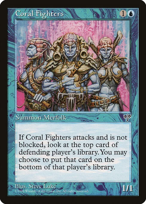 Coral Fighters, carta Magic di tipo Creature — Merfolk Soldier illustrata da Steve Luke