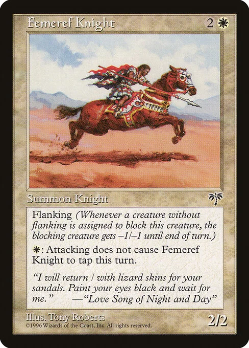 Femeref Knight, carta Magic di tipo Creature — Human Knight illustrata da Tony Roberts