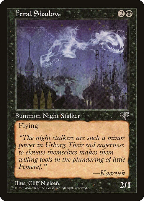 Feral Shadow, carta Magic di tipo Creature — Nightstalker illustrata da Cliff Nielsen