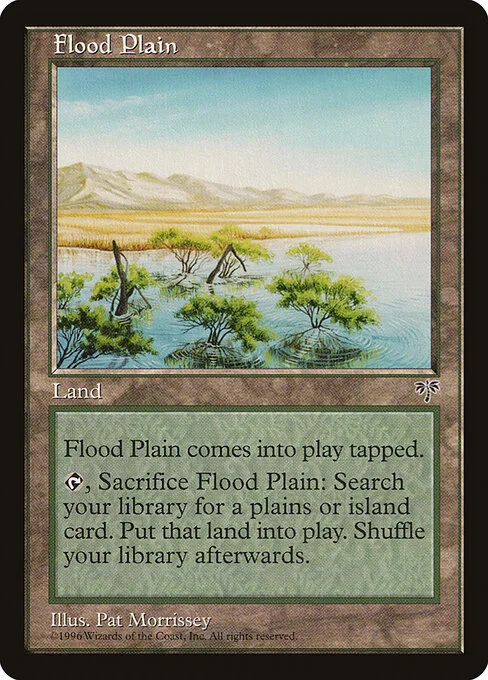 Flood Plain, carta Magic di tipo Land illustrata da Pat Lewis