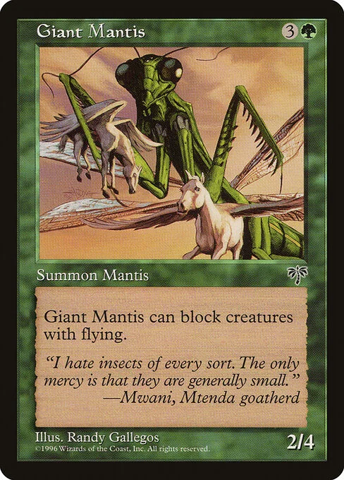 Giant Mantis, carta Magic di tipo Creature — Insect illustrata da Randy Gallegos