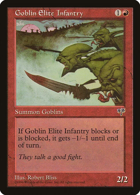 Goblin Elite Infantry, carta Magic di tipo Creature — Goblin Warrior illustrata da Robert Bliss