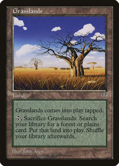 Grasslands, carta Magic di tipo Land illustrata da John Avon