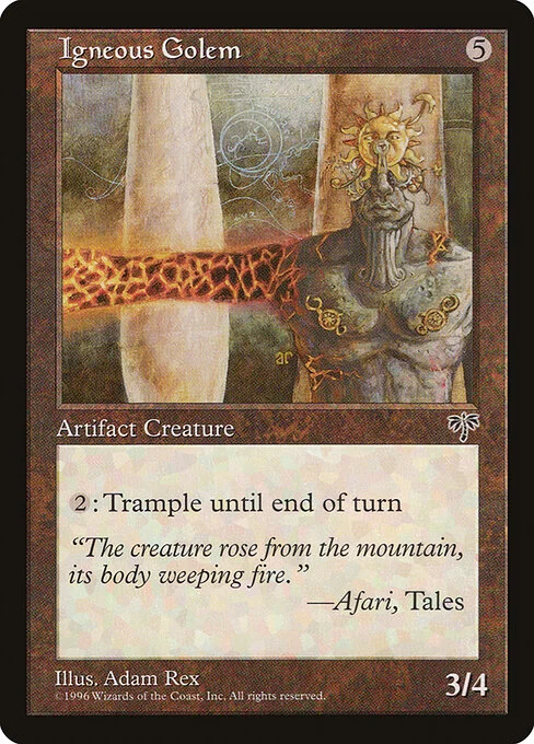 Igneous Golem, carta Magic di tipo Artifact Creature — Golem illustrata da Adam Rex