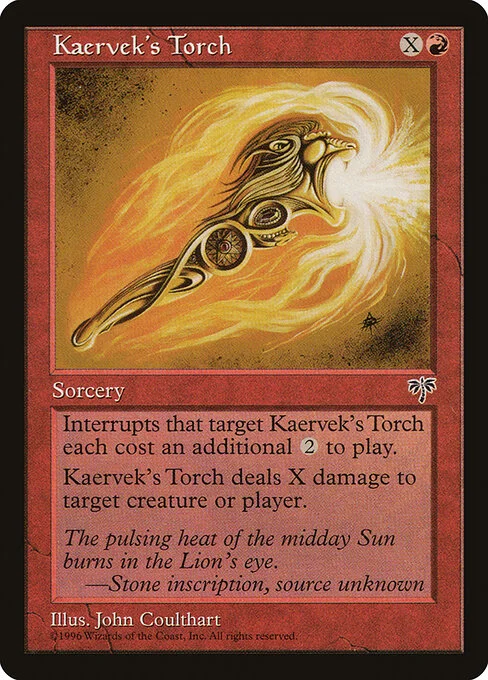 Kaervek's Torch, carta Magic di tipo Sorcery illustrata da John Coulthart