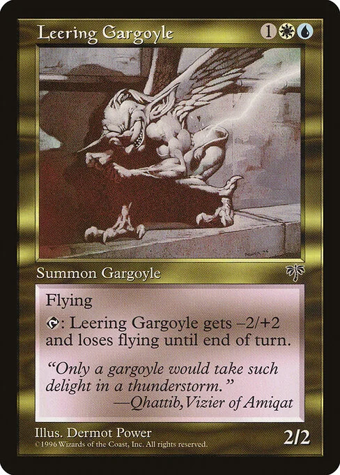 Leering Gargoyle, carta Magic di tipo Creature — Gargoyle illustrata da Dermot Power