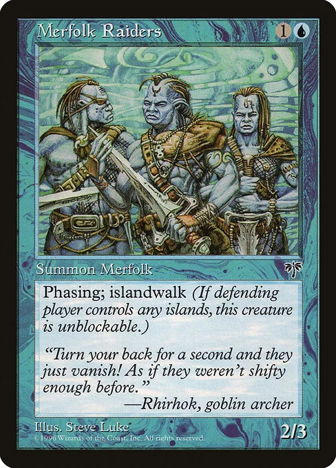 Merfolk Raiders, carta Magic di tipo Creature — Merfolk Soldier illustrata da Steve Luke
