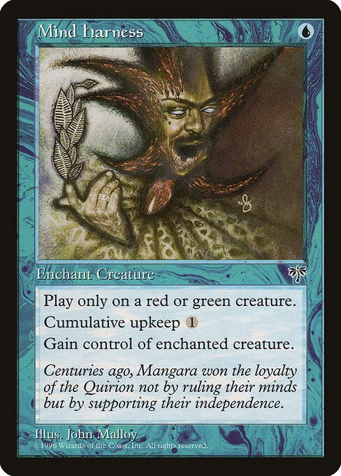 Mind Harness, carta Magic di tipo Enchantment — Aura illustrata da John Malloy