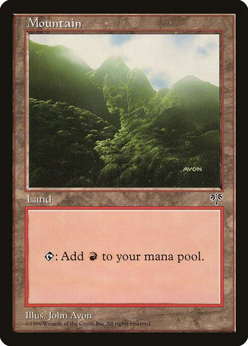Mountain, carta Magic di tipo Basic Land — Mountain illustrata da John Avon