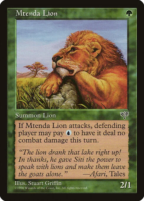 Mtenda Lion, carta Magic di tipo Creature — Cat illustrata da Stuart Griffin