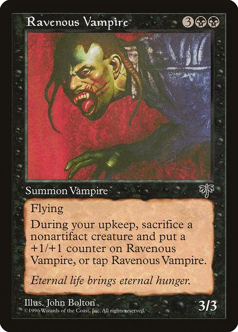 Ravenous Vampire, carta Magic di tipo Creature — Vampire illustrata da John Bolton