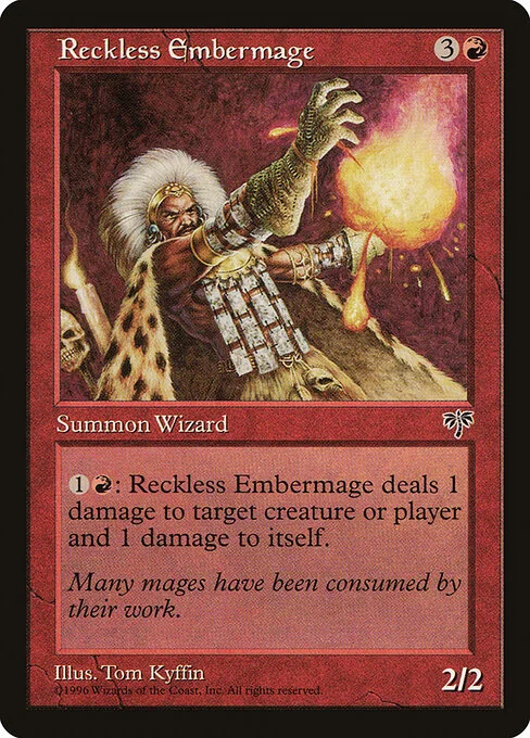 Reckless Embermage, carta Magic di tipo Creature — Human Wizard illustrata da Tom Kyffin