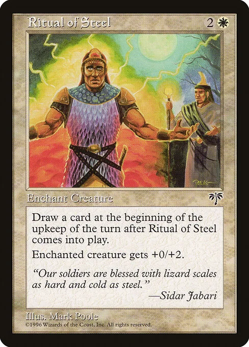 Ritual of Steel, carta Magic di tipo Enchantment — Aura illustrata da Mark Poole