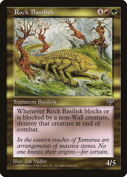 Rock Basilisk, carta Magic di tipo Creature — Basilisk illustrata da Ian Miller