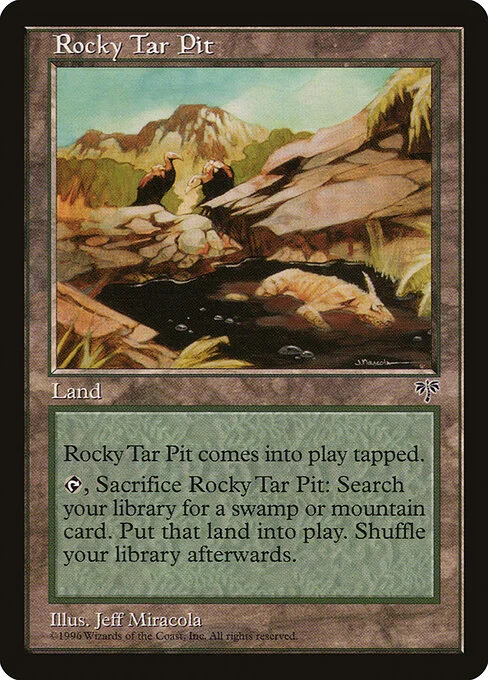 Rocky Tar Pit, carta Magic di tipo Land illustrata da Jeff Miracola