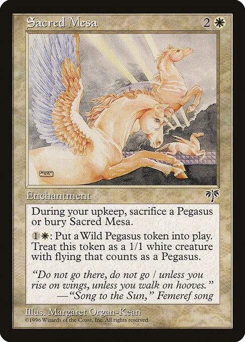 Sacred Mesa, carta Magic di tipo Enchantment illustrata da Margaret Organ-Kean