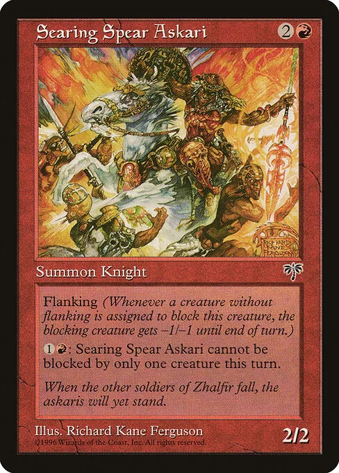 Searing Spear Askari, carta Magic di tipo Creature — Human Knight illustrata da Richard Kane Ferguson