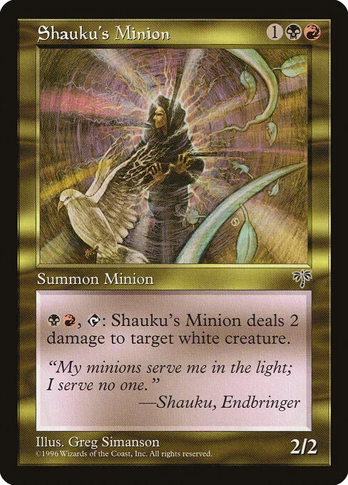 Shauku's Minion, carta Magic di tipo Creature — Human Minion illustrata da Greg Simanson