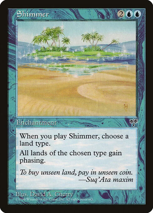Shimmer, carta Magic di tipo Enchantment illustrata da David A. Cherry
