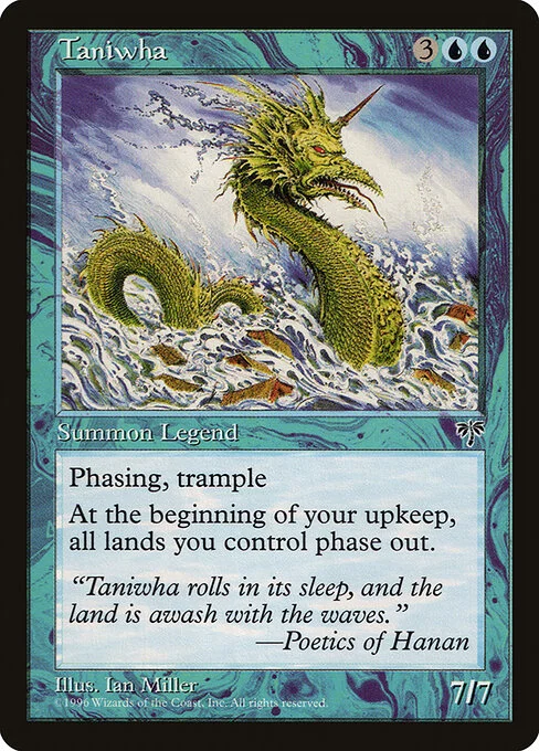 Taniwha, carta Magic di tipo Legendary Creature — Serpent illustrata da Ian Miller