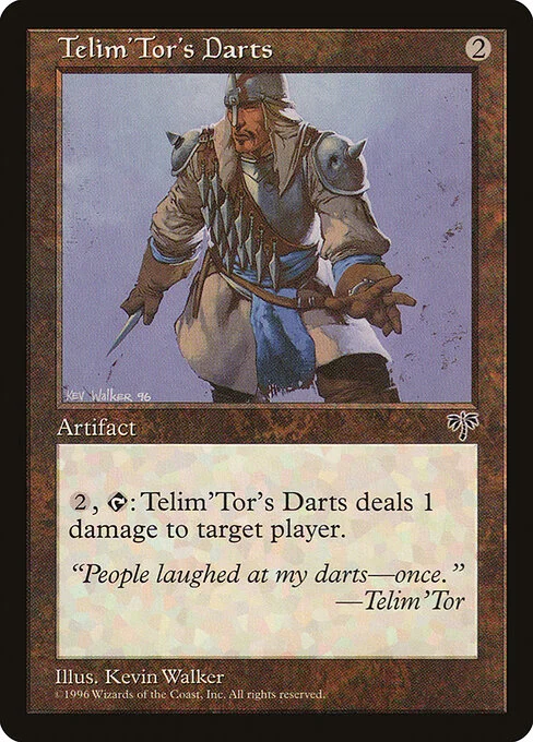 Telim'Tor's Darts, carta Magic di tipo Artifact illustrata da Kev Walker
