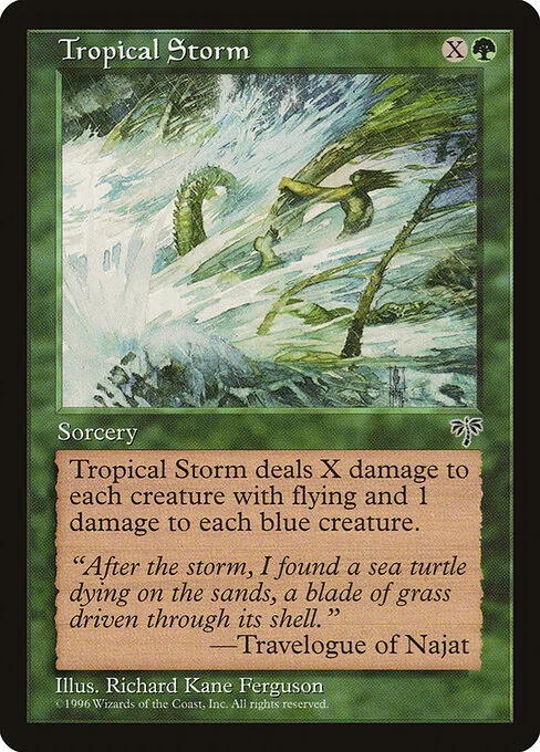 Tropical Storm, carta Magic di tipo Sorcery illustrata da Richard Kane Ferguson
