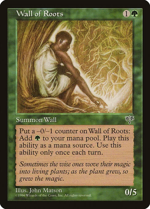 Wall of Roots, carta Magic di tipo Creature — Plant Wall illustrata da John Matson