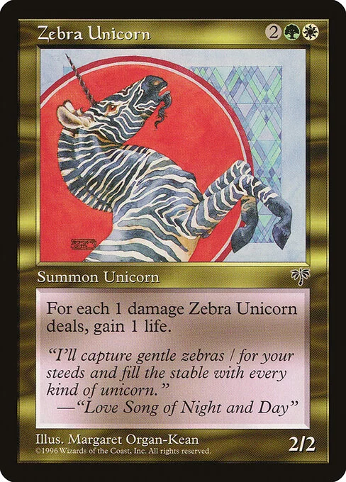 Zebra Unicorn, carta Magic di tipo Creature — Unicorn illustrata da Margaret Organ-Kean