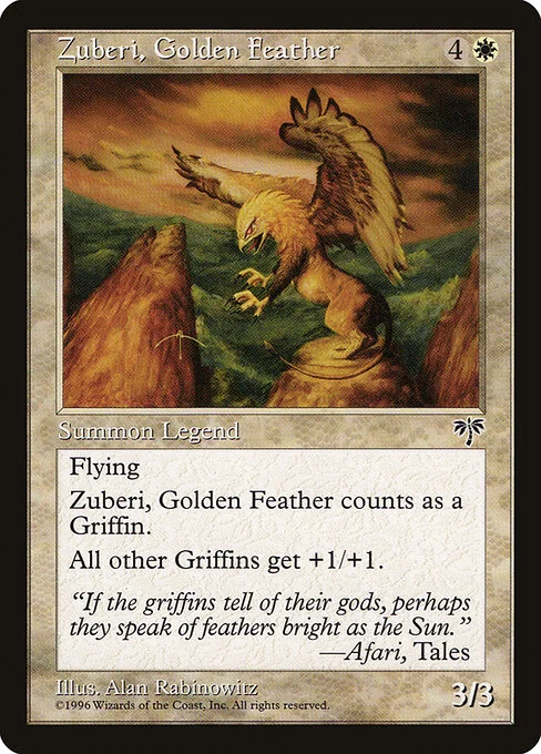 Zuberi, Golden Feather, carta Magic di tipo Legendary Creature — Griffin illustrata da Alan Rabinowitz