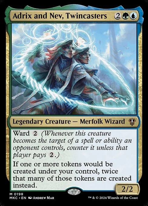Adrix and Nev, Twincasters, carta Magic di tipo Legendary Creature — Merfolk Wizard illustrata da Andrew Mar