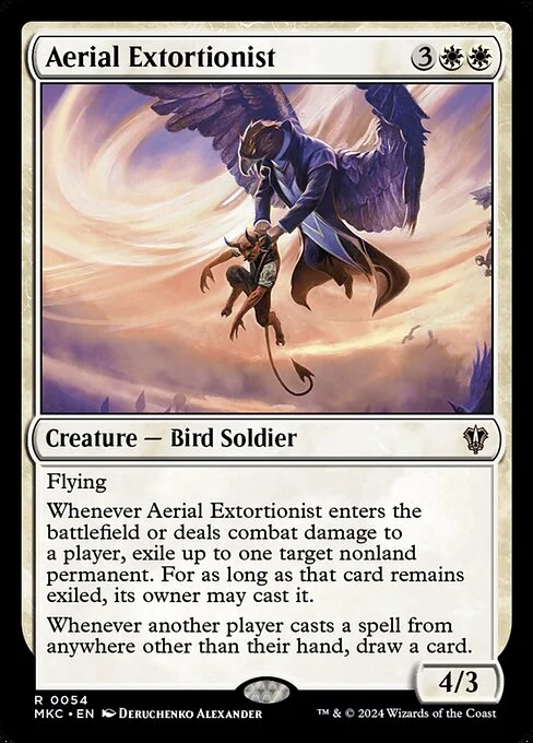 Aerial Extortionist, carta Magic di tipo Creature — Bird Soldier illustrata da Deruchenko Alexander