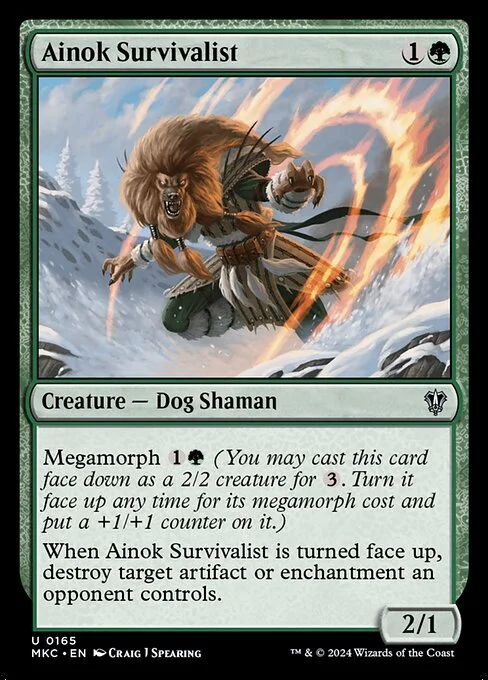 Ainok Survivalist, carta Magic di tipo Creature — Dog Shaman illustrata da Craig J Spearing