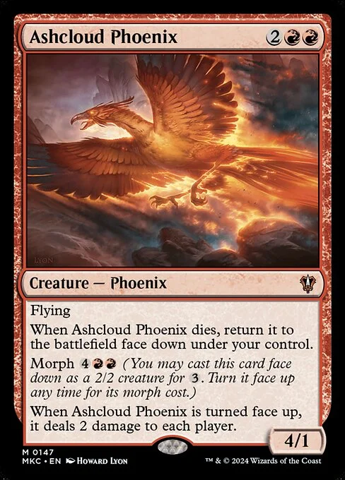 Ashcloud Phoenix, carta Magic di tipo Creature — Phoenix illustrata da Howard Lyon