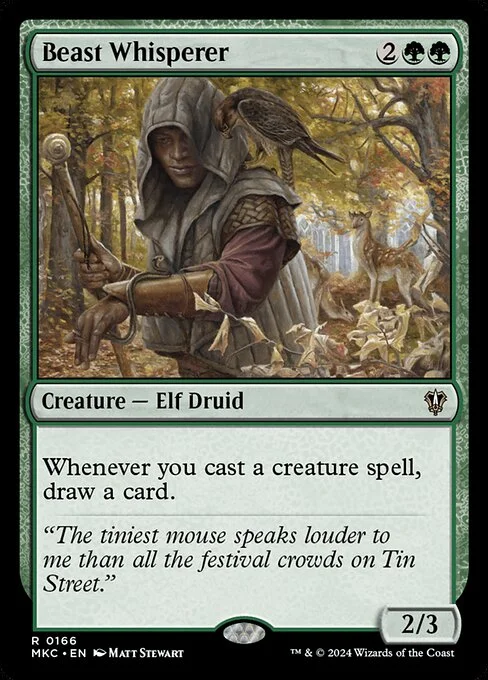 Beast Whisperer, carta Magic di tipo Creature — Elf Druid illustrata da Matt Stewart