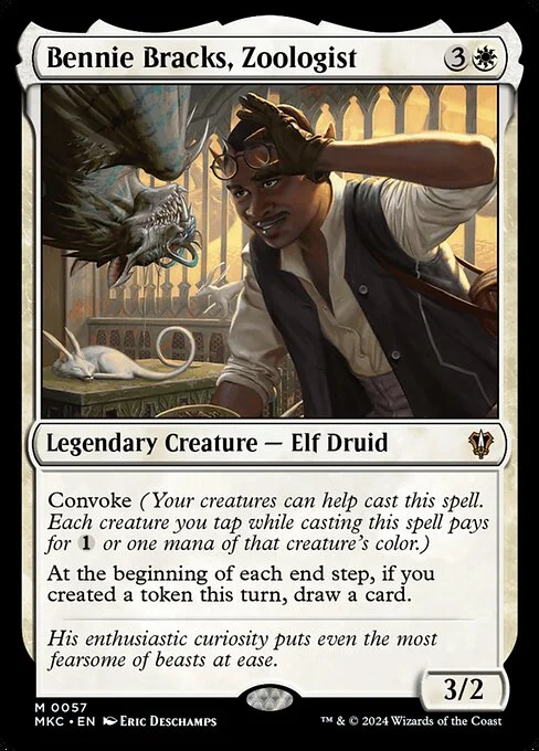 Bennie Bracks, Zoologist, carta Magic di tipo Legendary Creature — Elf Druid illustrata da Eric Deschamps