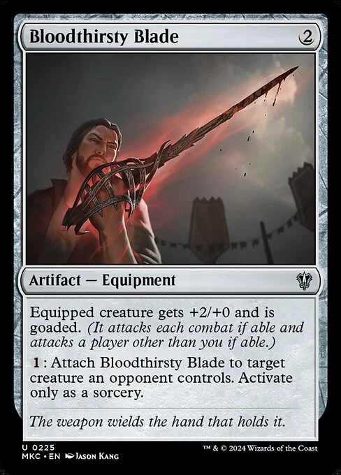 Bloodthirsty Blade, carta Magic di tipo Artifact — Equipment illustrata da Jason Kang