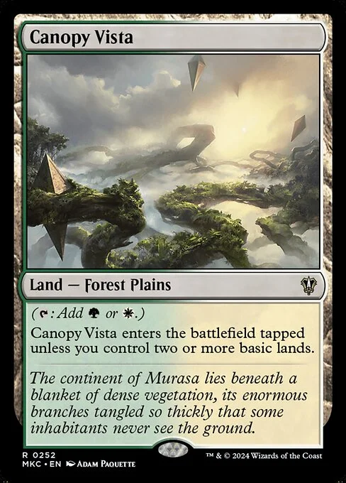 Canopy Vista, carta Magic di tipo Land — Forest Plains illustrata da Adam Paquette